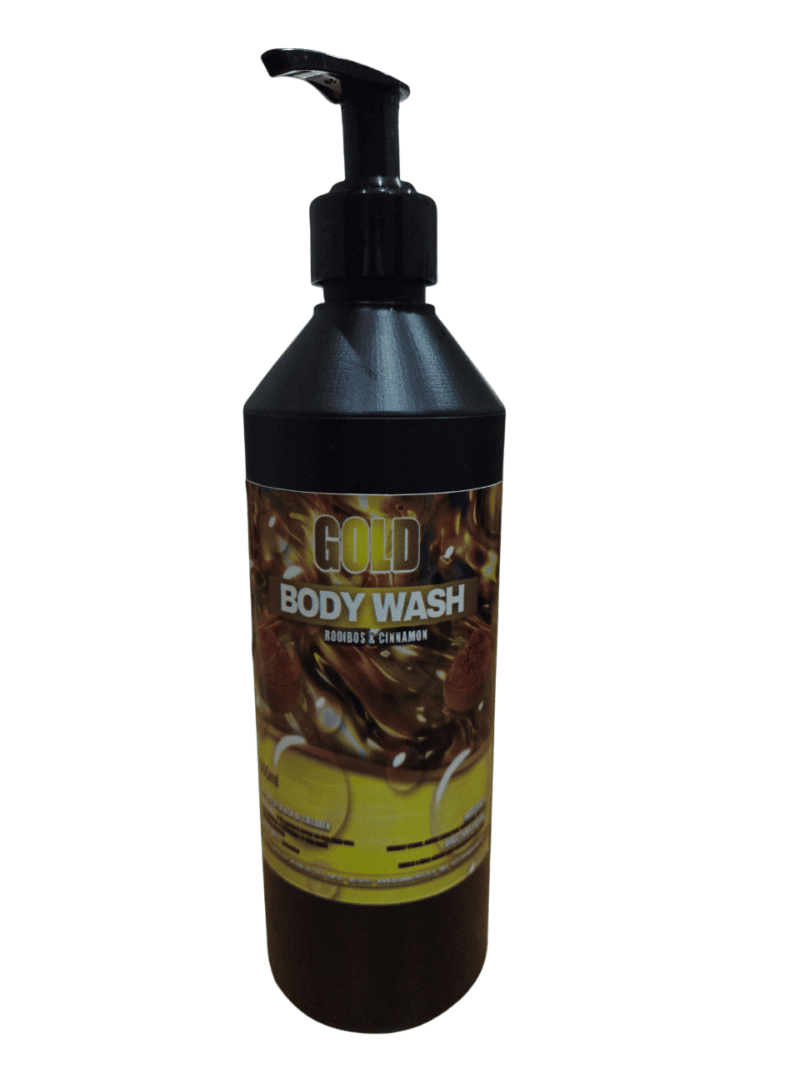 Black Bottle with a Hand Pump of Liquid Body Wash Rooibos & Cinnamon