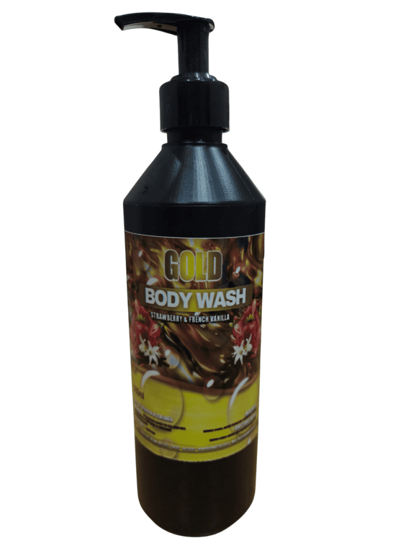 Black Bottle with a Hand Pump of Liquid Body Wash Soap