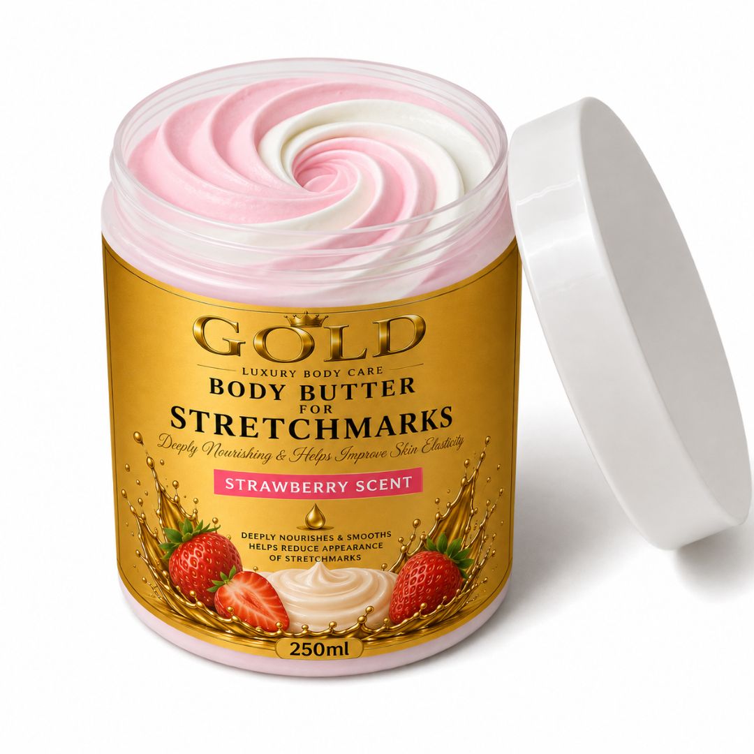 Gold Body Butter - For Stretchmarks - 250ml - Scented Strawberry