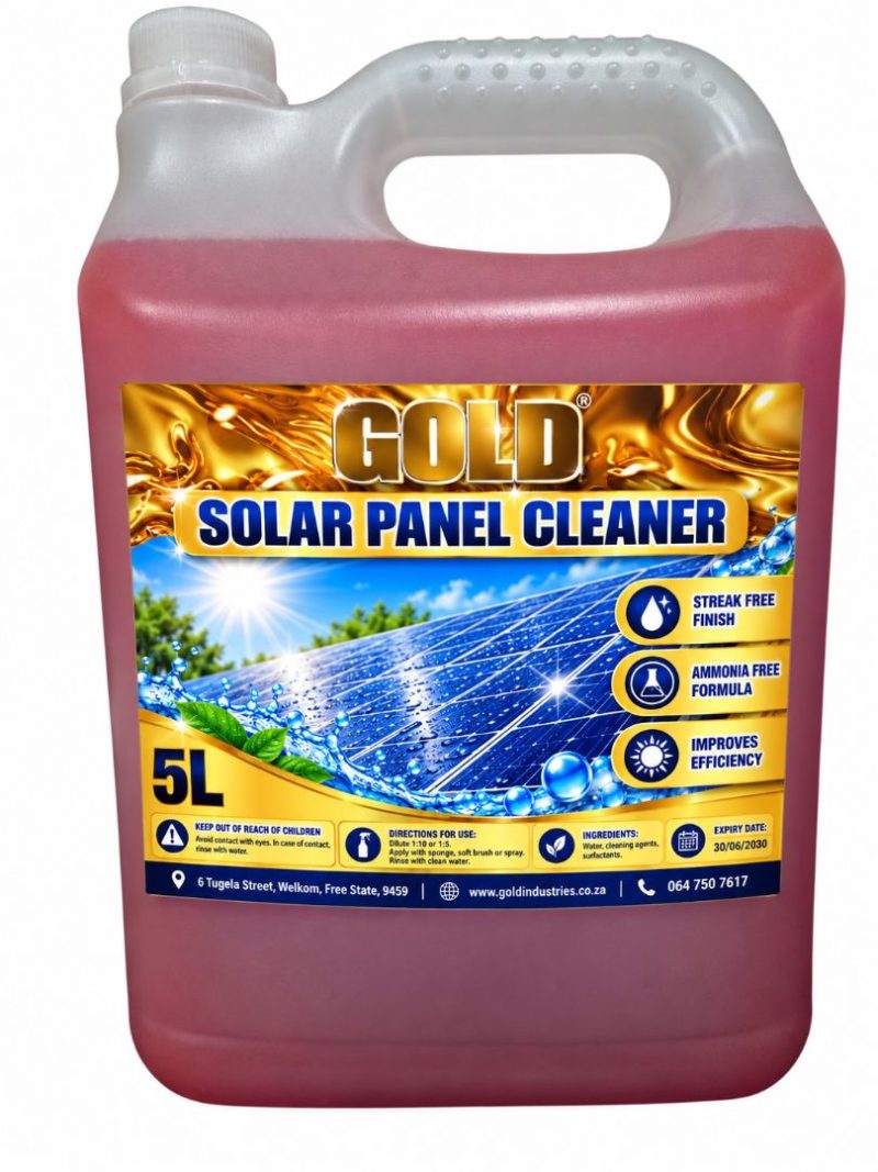 Gold Solar Panel Cleaner - 5L - Streak And Ammonia Free